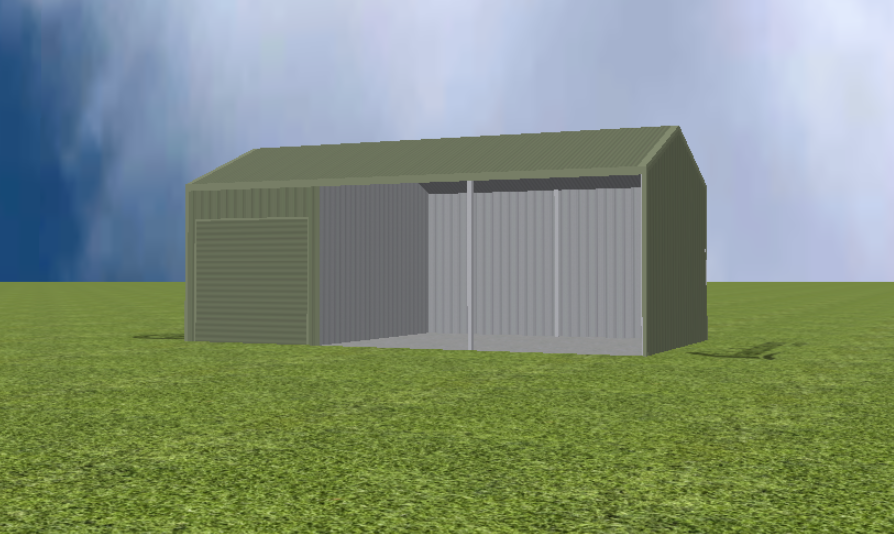 Equipment Machinery shed render with 22 degree skillion roof